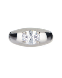 Stone Orb Signet Ring- Silver View 1
