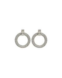 Mini Pave Door Knocker Hoops- Silver View 1
