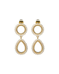Mini Peony Pearl Earrings- Gold View 1