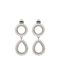 Mini Peony Pearl Earrings- Silver View 1