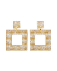 Pave Box Hoops- Gold View 1