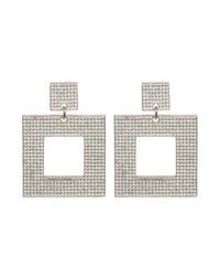 Pave Box Hoops- Silver View 1