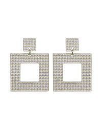 Pave Box Hoops- Silver