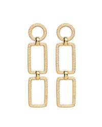 Pave Chain Link Earrings- Gold View 1