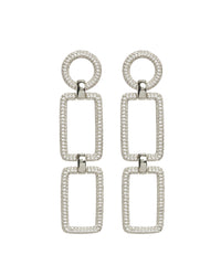 Pave Chain Link Earrings- Silver View 1