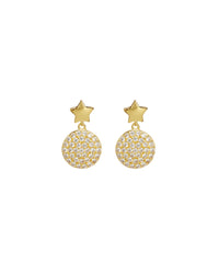 Pave Disc Star Studs- Gold View 1