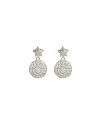 Pave Disc Star Studs- Silver
