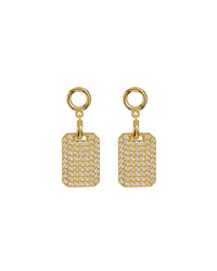 Pave Dogtag Studs- Gold View 1