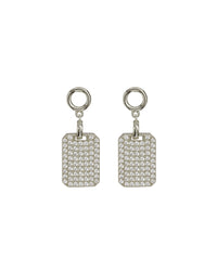 Pave Dogtag Studs- Silver View 1