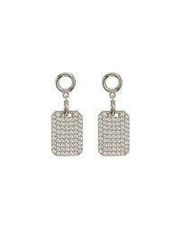 Pave Dogtag Studs- Silver