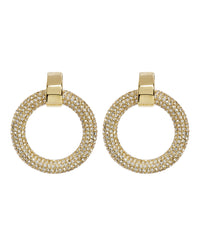 Pave Door Knocker Hoops- Gold View 1