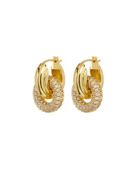Pave Interlock Hoops- Gold View 1