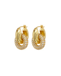 Pave Interlock Hoops- Gold