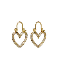 Pave Mini Heartbreaker Hoops- Gold View 1