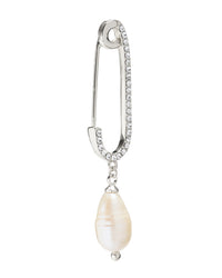 Pave Pearl Safety Pin- Silver View 1