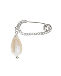 Pave Pearl Safety Pin- Silver View 5