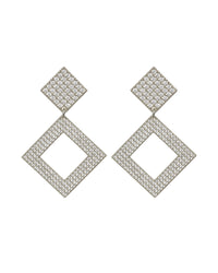 Pave Princess Earrings- Silver View 1