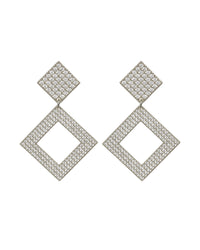 Pave Princess Earrings- Silver