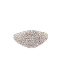 Pave Signet Ring- Silver View 1