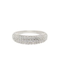 Pave Tube Ring- Silver View 1