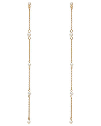 Pearl Stud Drop Earrings- Gold View 1