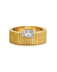 The Francois Ridged Ring- Gold View 1