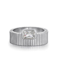 The Francois Ridged Ring- Silver View 1