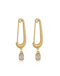 The Francois Safety Pin Earrings- Gold View 1