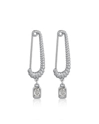 The Francois Safety Pin Earrings- Silver View 1
