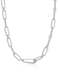 The Francois Safety Pin Necklace- Silver