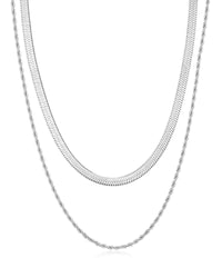 L'Amor Chain Necklace Set- Silver View 1