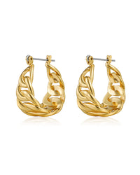 Louis Vuitton Goldtone Chain Bijoux Fantaisie Hoop Earrings - Yoogi's Closet