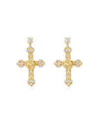 Rosa Cross Statement Earrings- Gold