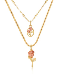 Rosa Double Charm Necklace- Gold View 1