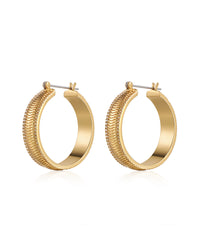 The Wavey Snake Chain Hoops- Gold View 1