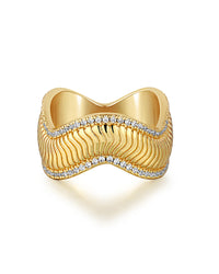 The Wavey Snake Chain Ring- Gold View 1