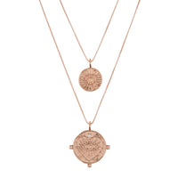 Evil Eye Double Coin Necklace- Rose Gold View 1