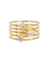 Triple Stone Stack Ring- Gold View 1