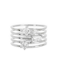 Triple Stone Stack Ring- Silver View 1