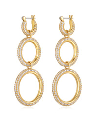 Triple Pave Hoops- Gold View 1