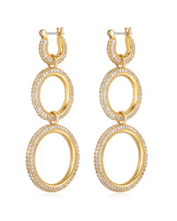 Triple Pave Hoops- Gold