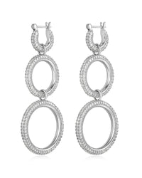 Triple Pave Hoops- Silver View 1