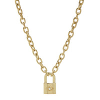 Evil Eye Padlock Necklace- Gold View 1