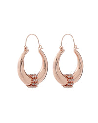 Pave Loop Tube Hoops- Rose Gold