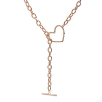 Heart + Chain Lariat- Rose Gold View 1