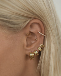 Pave Bordeaux Huggies (15mm)- Gold View 5