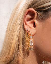 Baguette Shaker Statement Studs- Silver View 6