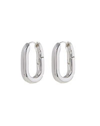 XL Chain Link Hoops- Silver View 1