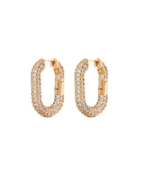 XL Pave Chain Link Hoops- Gold (Ships Late April) View 1