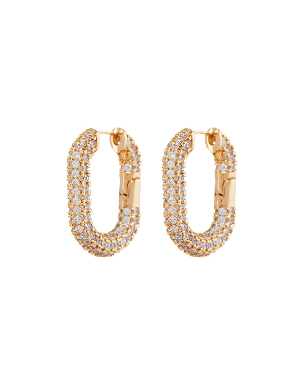 XL Pave Chain Link Hoops Gold Luv Aj